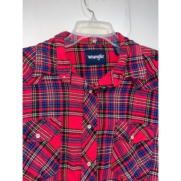 Wrangler Mens Shirt Pearl Snap Western Size XLT Red - Picture 5 of 9